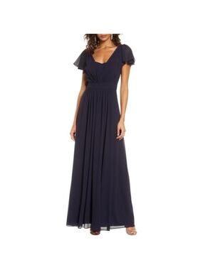 Vince Camuto Navy Chiffon Gown Size 6 New $188